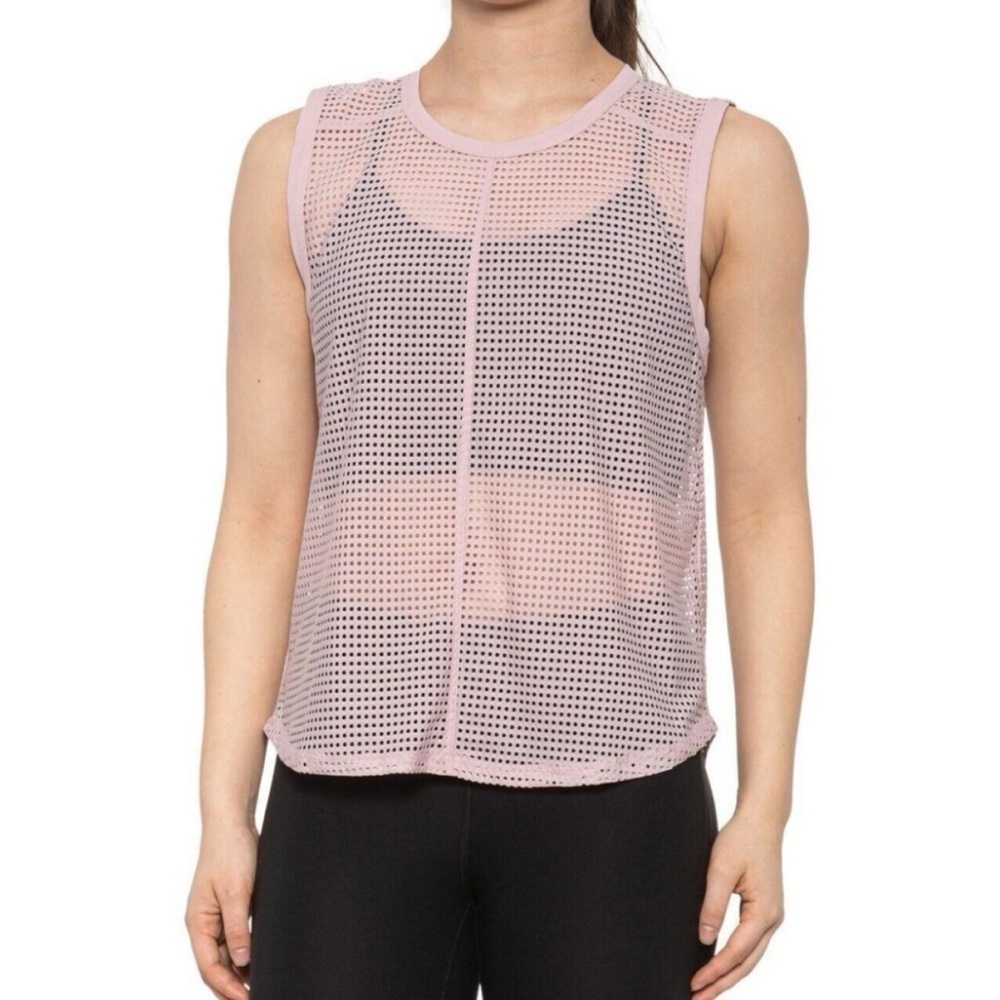 Sage Collective Mesh Cropped Blush Pink Scoop Neck Tank Top Medium Pullover